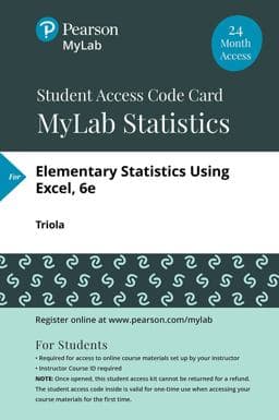 Elementary Statistics Using Excel -- Mylab Statistics with Pearson EText 9780134748849