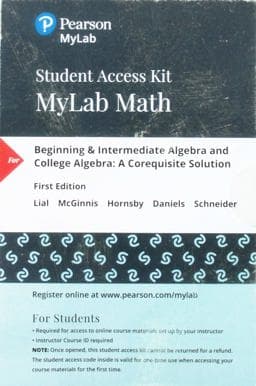 MyLab Math with Pearson EText Access Code (24 Months) for Beginning and Intermediate Algebra and College Algebra 9780135268599
