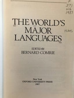The World's Major Languages 9780195205213