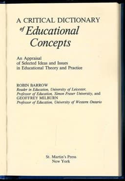 A Critical Dictionary of Educational Concepts 9780312002299