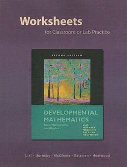 Worksheets for Classroom or Lab Practice for Developmental Mathematics 9780321599735