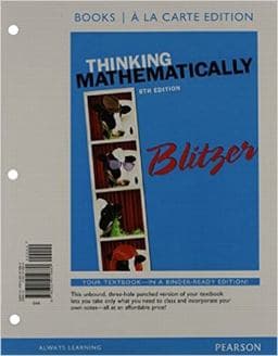Thinking Mathematically, Books a la Carte Edition 9780321914880