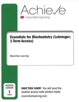 Achieve Essentials for Biochemistry (Lehninger; 1-Term Access) 9781319435493
