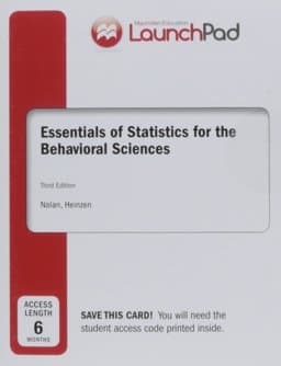 LaunchPad for Nolan's Essentials of Statistics for the Behavioral Sciences (1-Term Access) 9781464177187