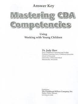 Mastering CDA Competencies Using Working with Young Children Answer Key 9781605257136