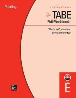 TABE Skill Workbooks Level e: Words in Context and Recall Information (10 Copies) 9780076603350