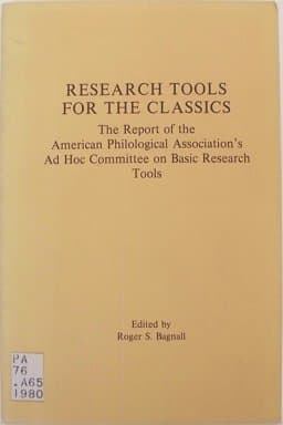 Research Tools for the Classics 9780891304524